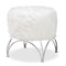 Baxton Studio Celia White Faux Fur Upholstered Silver Metal Ottoman 161-10270 - alternate 1